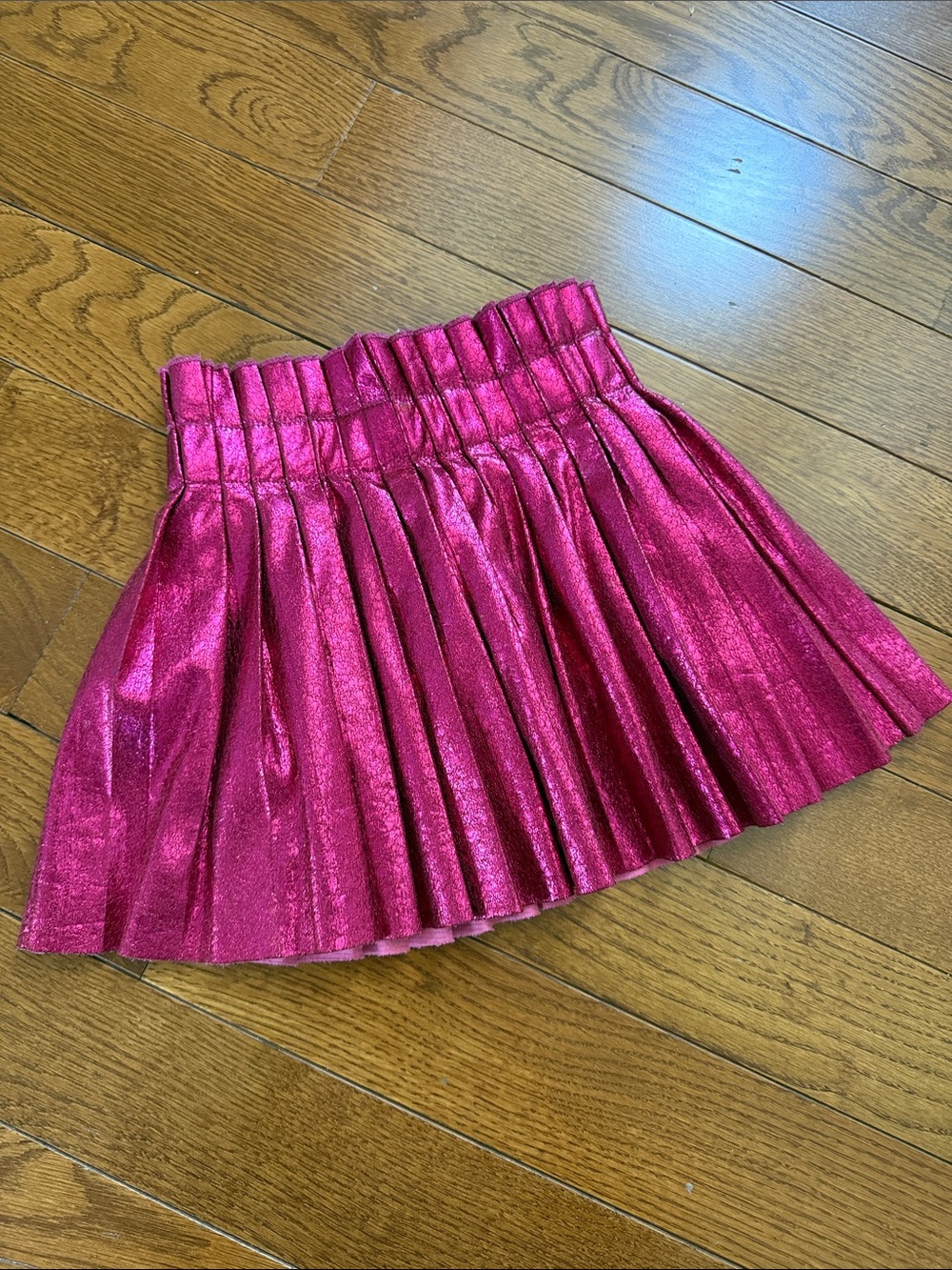 Lola & the boys Shimmery Hot Pink Pleated Mini Skirt